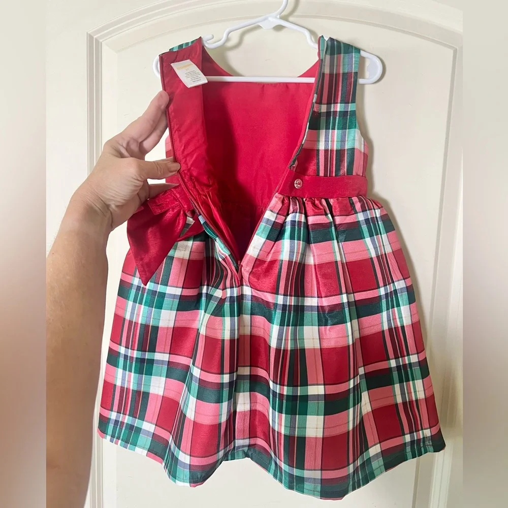 Gymboree Girls 3T Christmas Plaid Holiday Dress Red Green Tartan Tulle Bow